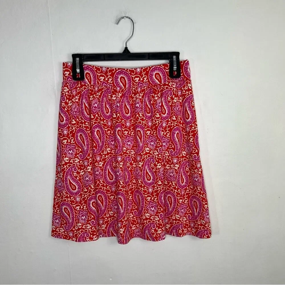 Boden Pull On Jersey Enchanted Paisley Pink Print Skirt Size 6 Petite